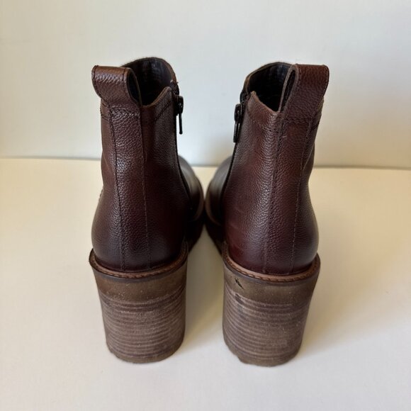 DIBA TRUE Comet Ride Boots Womens Sz 10 Brown Leather Wedge Ankle Chelsea - Picture 3 of 16